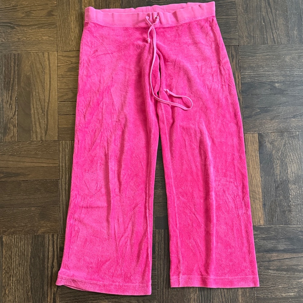 Used AUTHENTIC JUICY COUTURE Bright Pink TerryCloth Sweat Pants Size S Petite